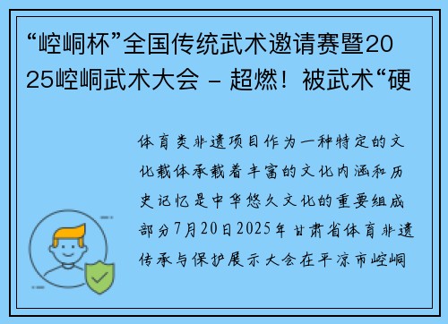 “崆峒杯”全国传统武术邀请赛暨2025崆峒武术大会 - 超燃！被武术“硬控”了